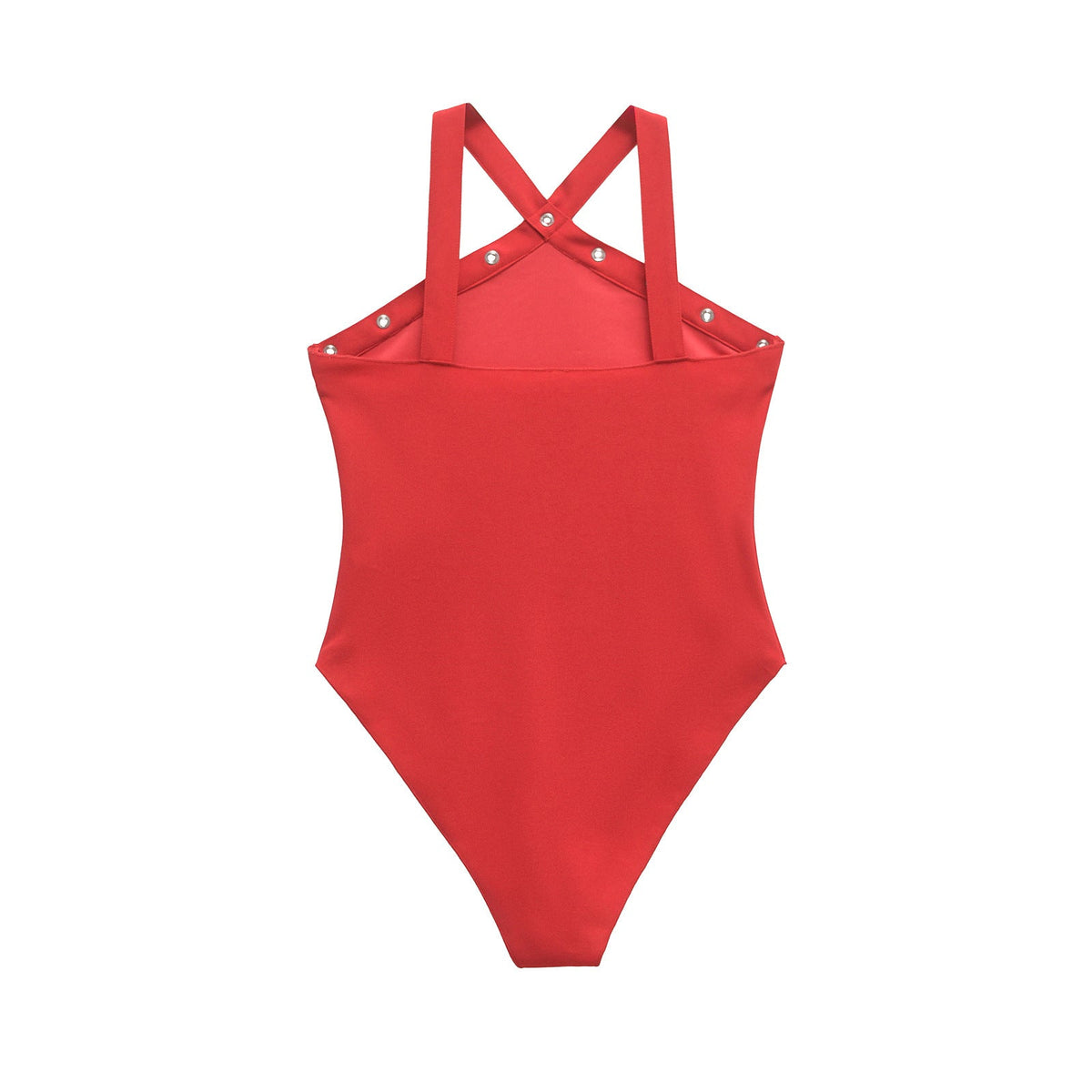Aria | Halter Bodysuit Red Studded Straps