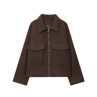 Viola | Utility Jacket Gray Cargo Pockets Zip Up