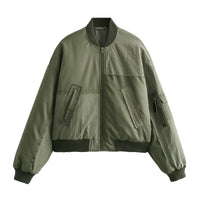 Sage | Oversized Bomber Jacket Sage Green Utility Pockets