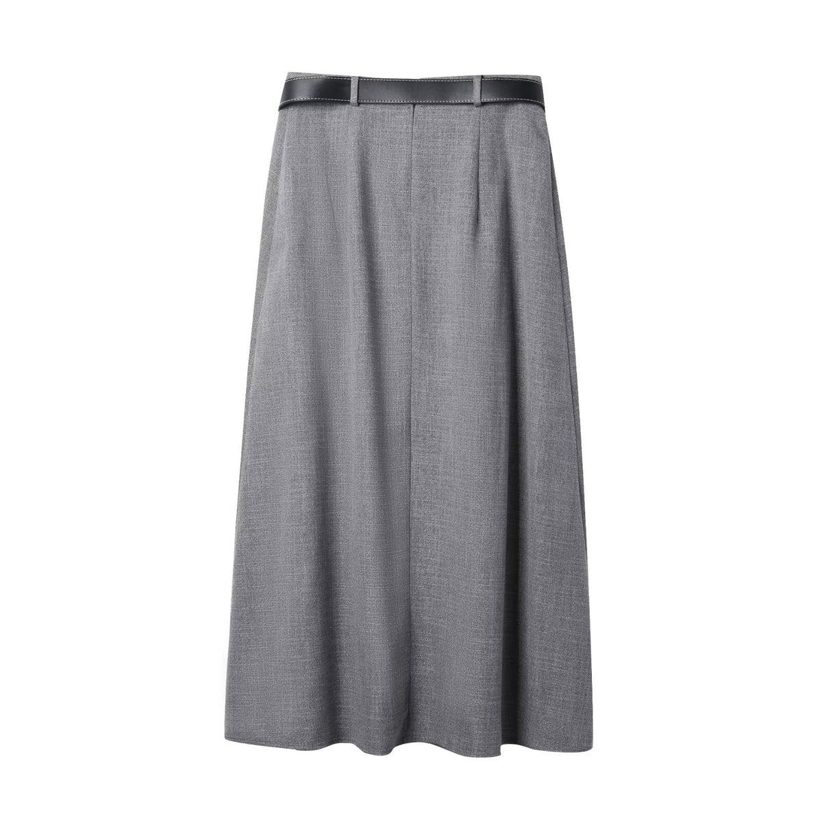 Vera | Pleated Midi Skirt Gray Belted