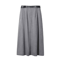 Vera | Pleated Midi Skirt Gray Belted