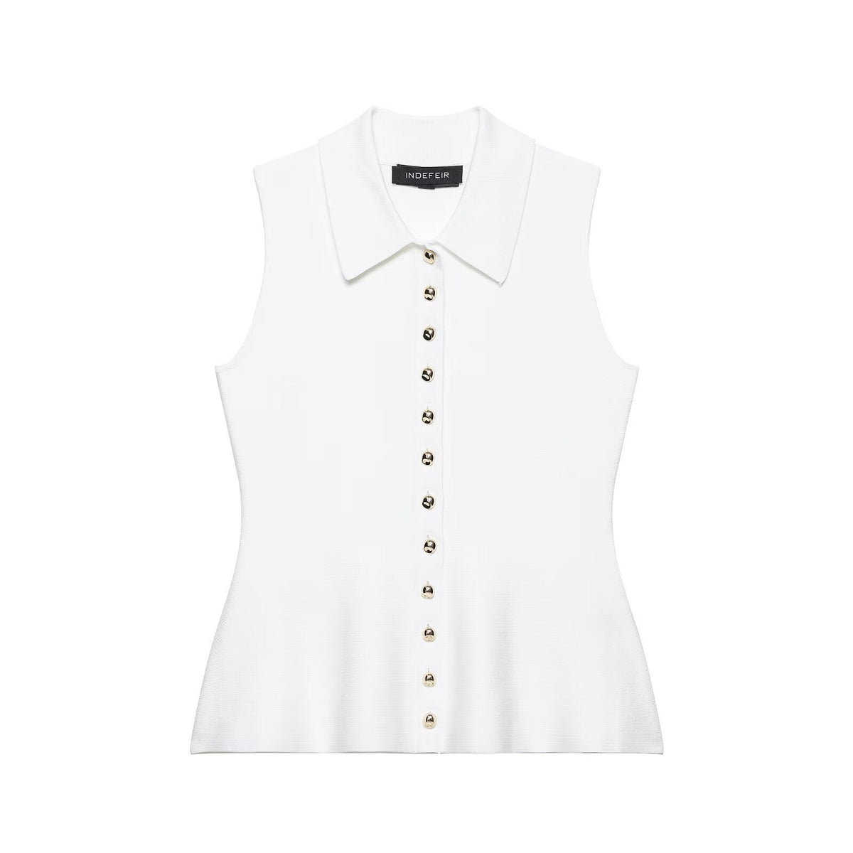 Lux | Collared Button Up Vest Cream Sleeveless