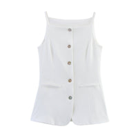 Vera | Sleeveless Button Up Vest White Tailored