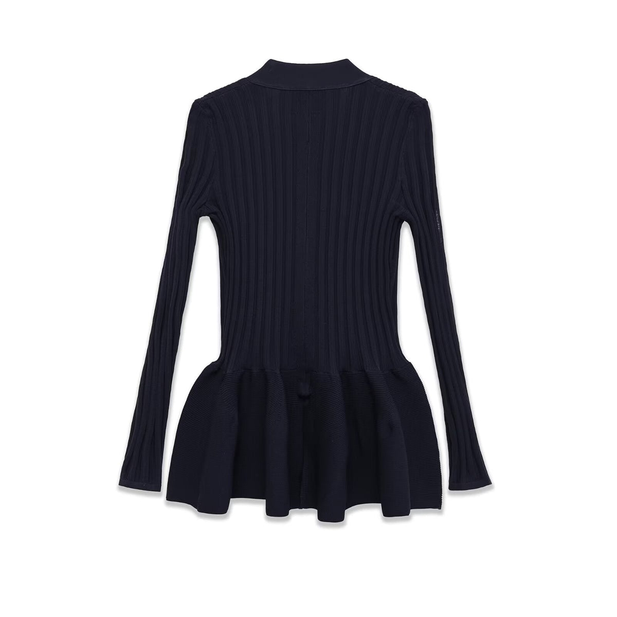 Vida | Ribbed Peplum Cardigan Black Long Sleeve Button Front