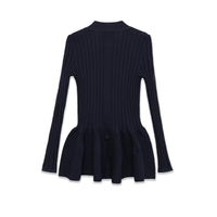 Vida | Ribbed Peplum Cardigan Black Long Sleeve Button Front