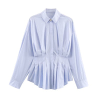 Vera | White Button Down Blouse Pleated Cinched Waist
