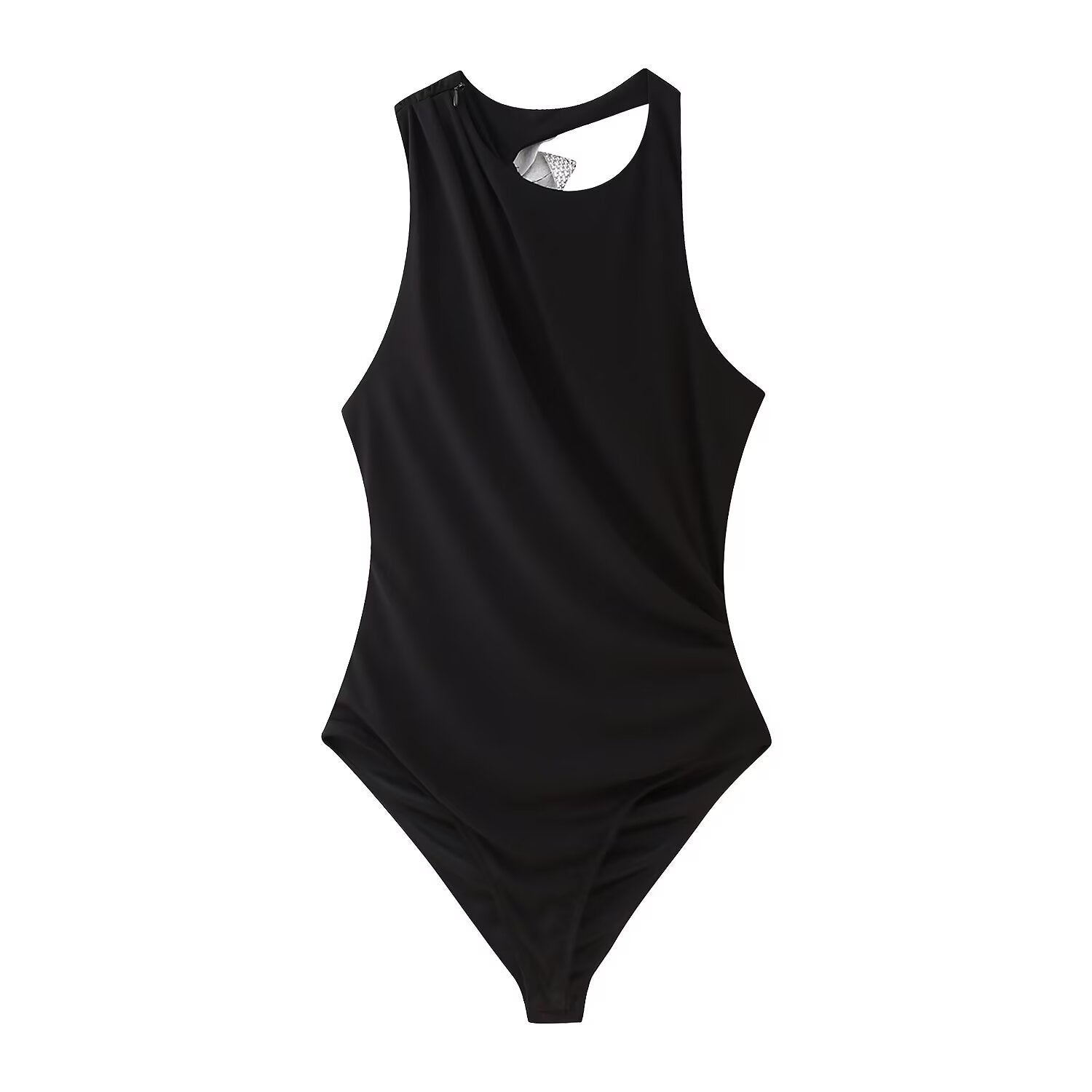 Freya | Black Bodysuit Thong Asymmetrical Shoulder Cutout