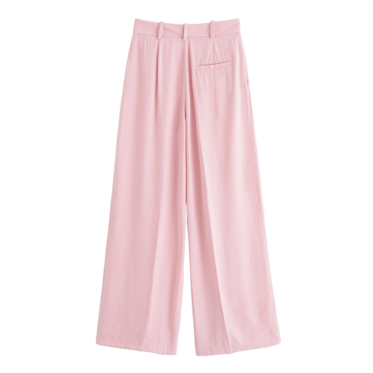 Vera | Pleated Wide Leg Pants Pink Button Detail