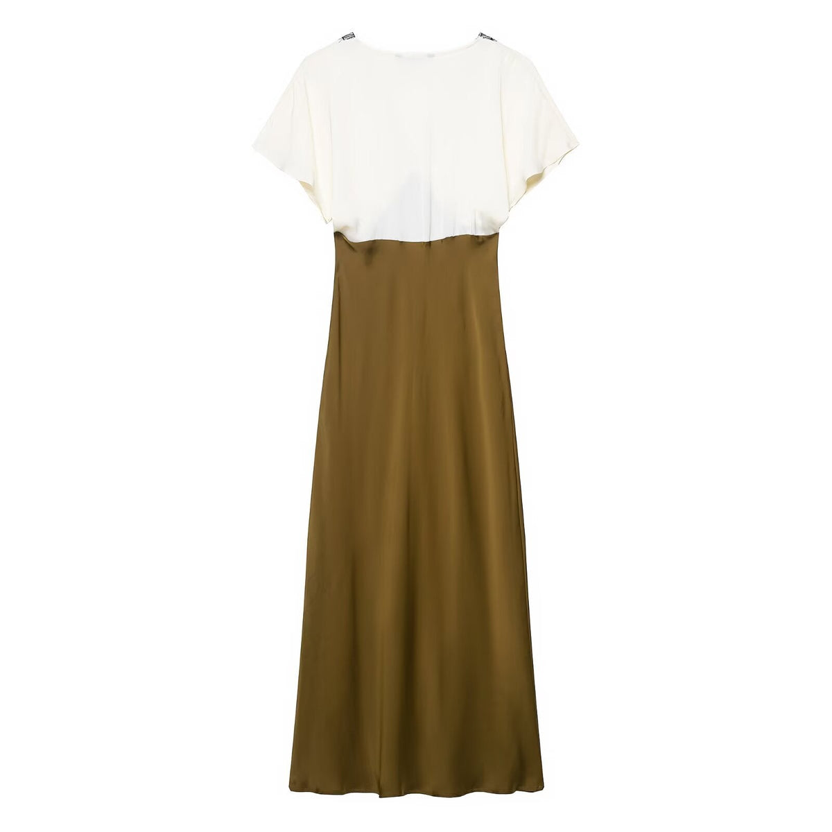 Elora | Lace Trim Maxi Dress Olive V Neck Short Sleeve