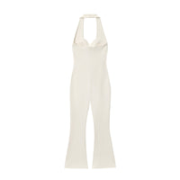Vera | Halter Jumpsuit Cream Wide Leg Flared