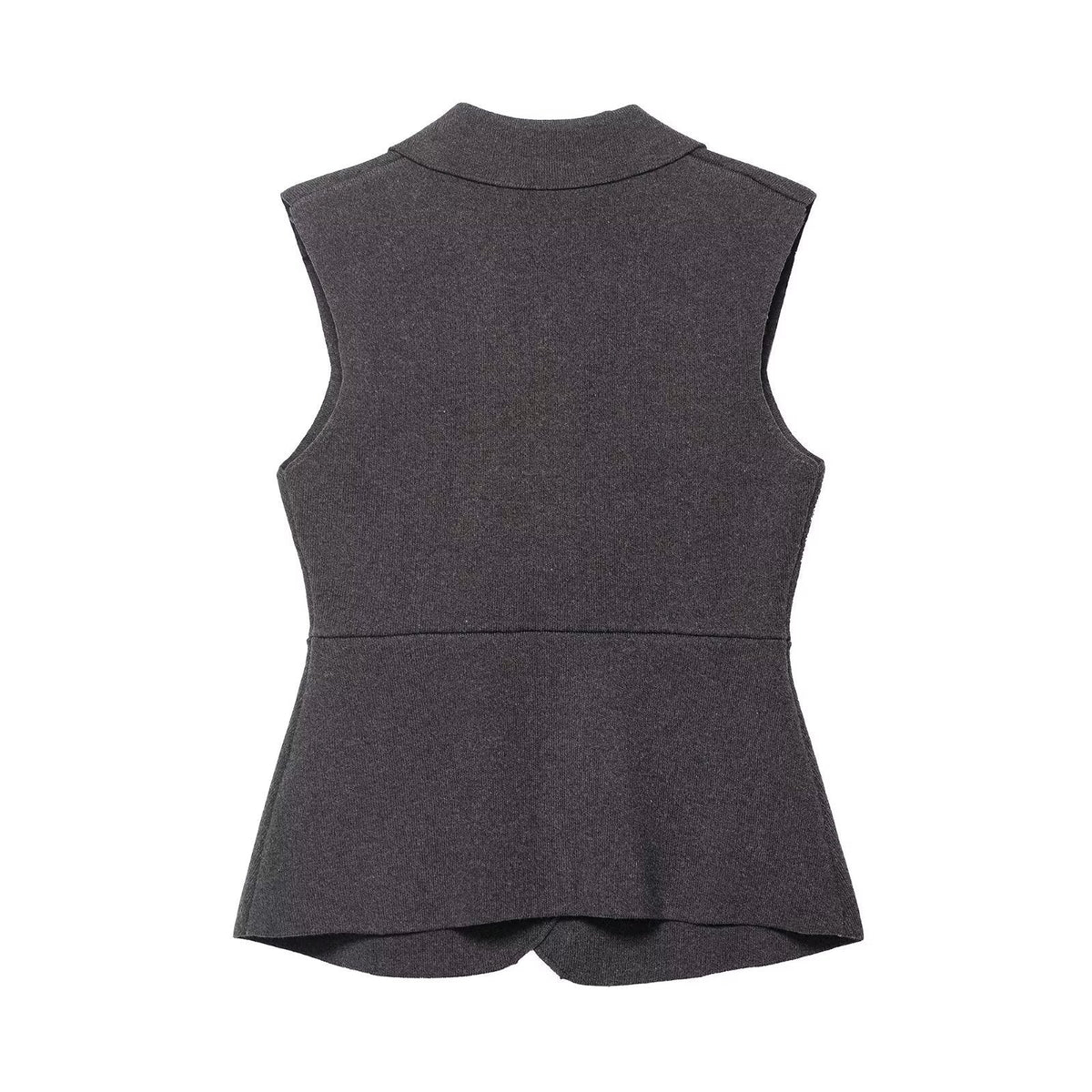 Vera | Sleeveless Blazer Vest Gray Button Front Tailored