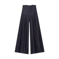 Vera | Pleated Wide Leg Jeans Dark Wash High Waisted
