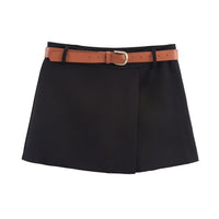 Vera | White Tailored Shorts Brown Belt Included