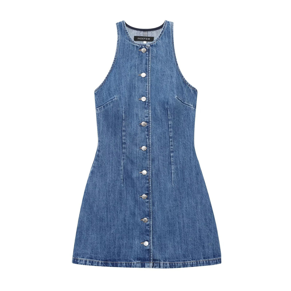 Alma | Denim Dress Blue Button Front Midi