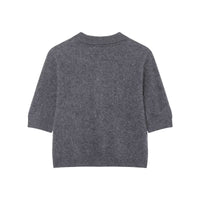 Isla | Knit Polo Cardigan Short Sleeve Gray Button Up