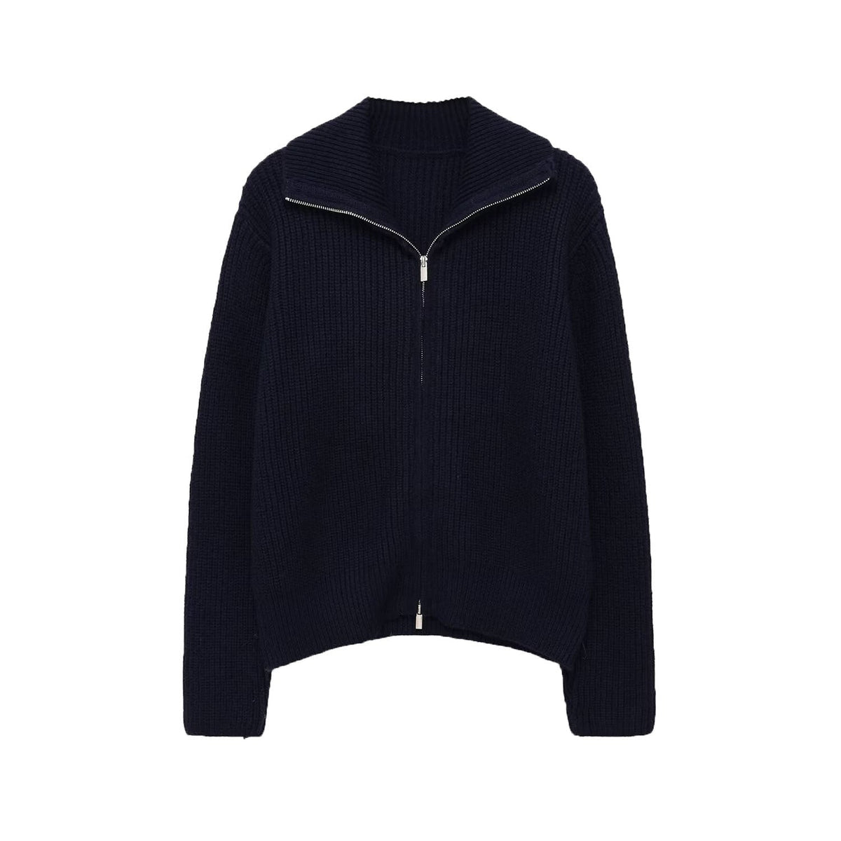Neve | Knit Cardigan Olive Green Zip Up Collar