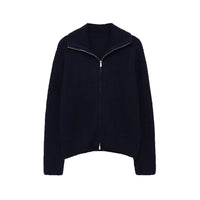Neve | Knit Cardigan Olive Green Zip Up Collar