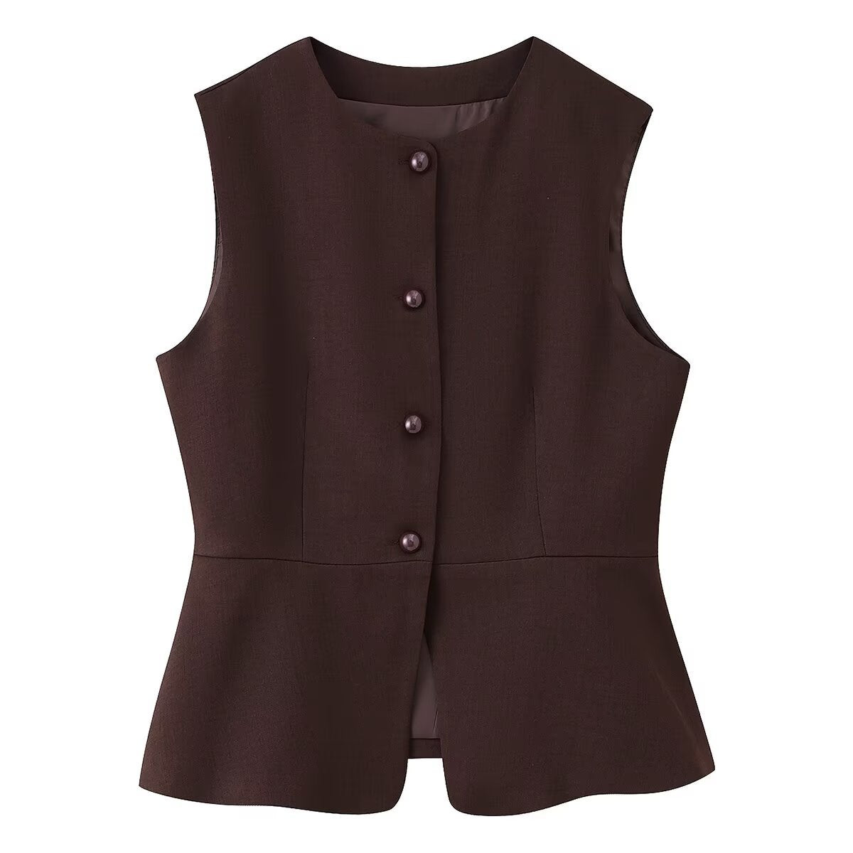 Vera | Sleeveless Button Up Sweater Vest Cream Fitted