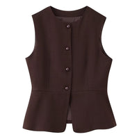 Vera | Sleeveless Button Up Sweater Vest Cream Fitted