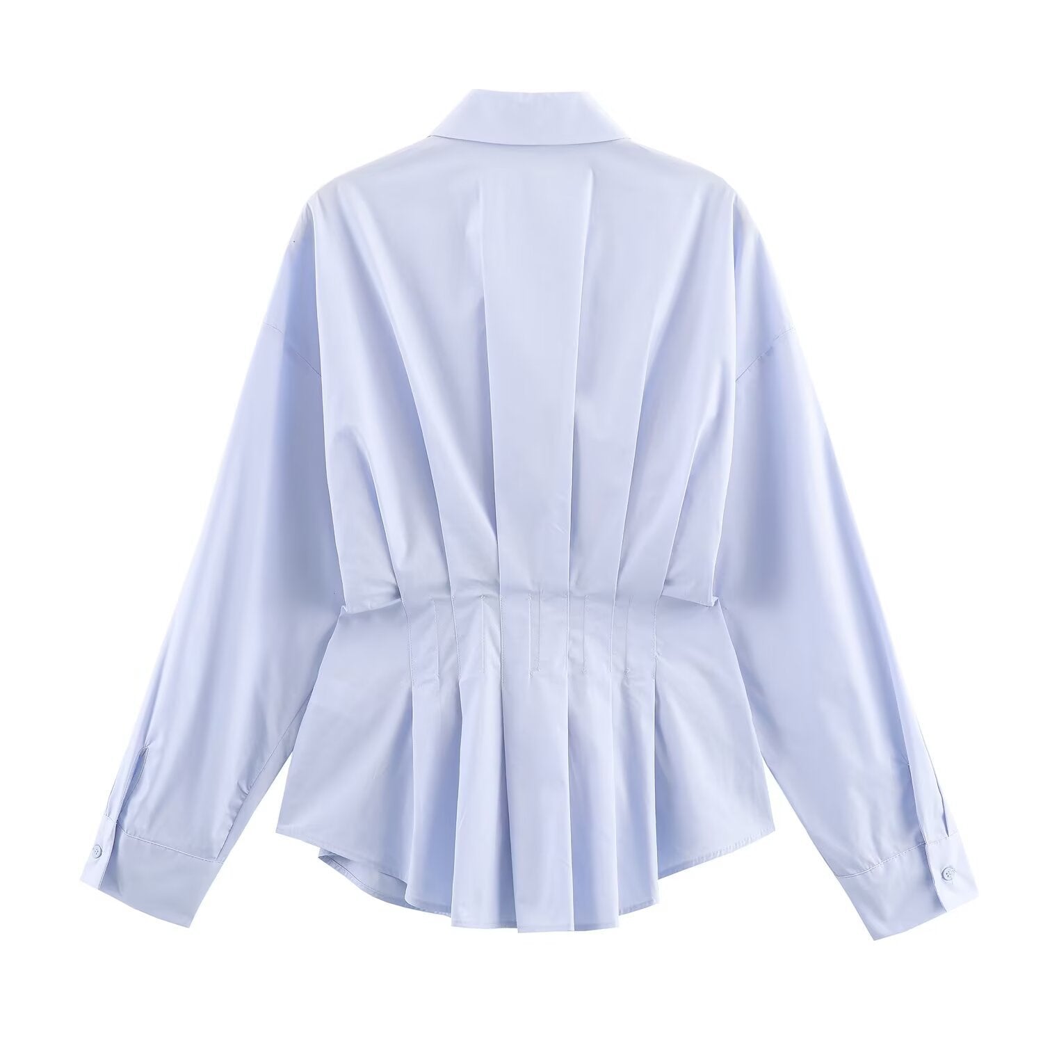 Vera | White Button Down Blouse Pleated Cinched Waist
