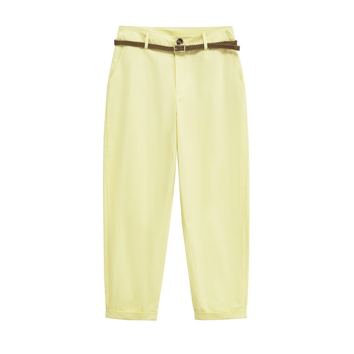 Vera | Tailored Khaki Pants Cream Belted
