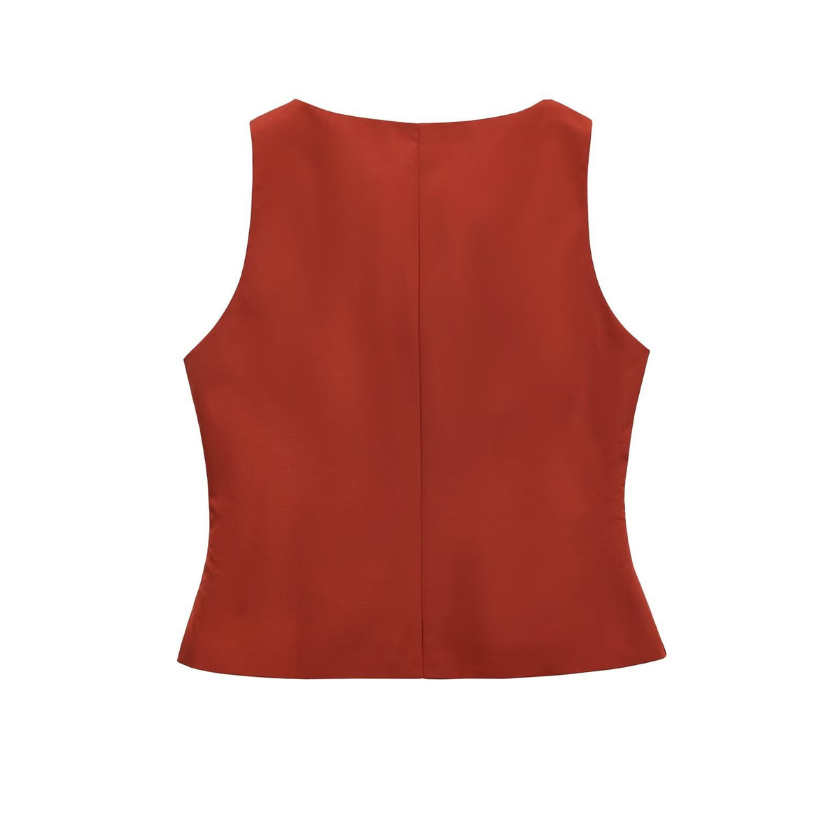 Vera | Sleeveless Button Front Vest Red Tailored