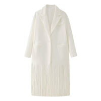 Vera | Oversized Pleated Blazer Cream Long Tailored