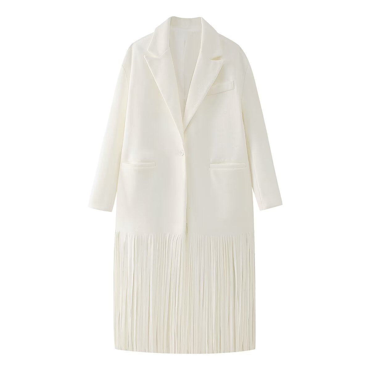 Vera | Oversized Pleated Blazer Cream Long Tailored