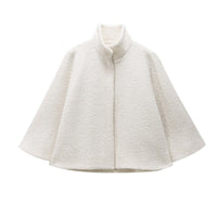 Neve | Wool Blend Collared Cape Jacket Cream