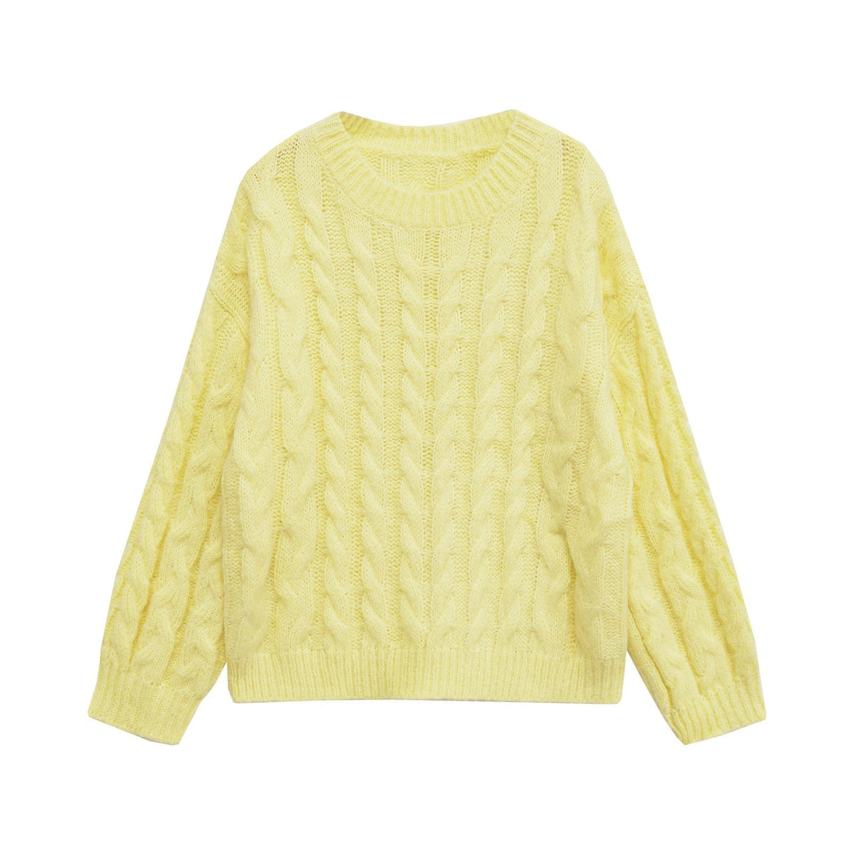 Zara | Cable Knit Sweater Cream Crew Neck
