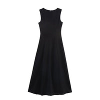 Vera | Black A Line Midi Dress Button Front