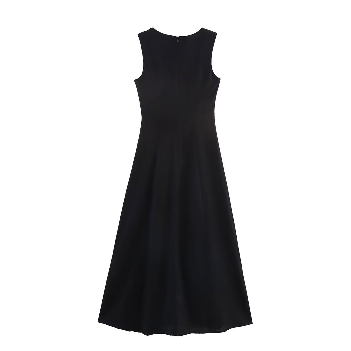 Vera | Black A Line Midi Dress Button Front