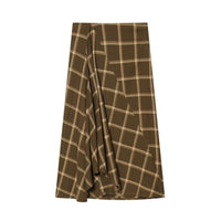 Margot | Plaid A Line Midi Skirt Brown Wrap Front