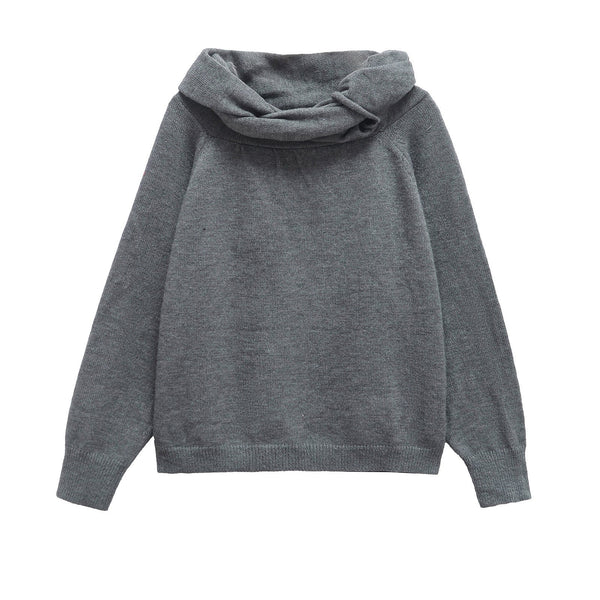 Thea | Cowl Neck Knit Sweater Gray Oversized