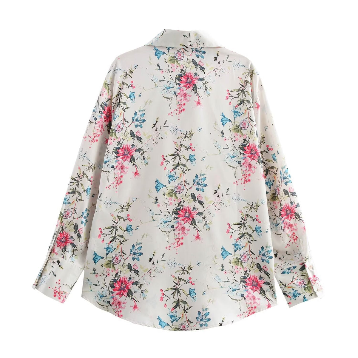 Fleur | Floral Button Down Shirt Cream Long Sleeve