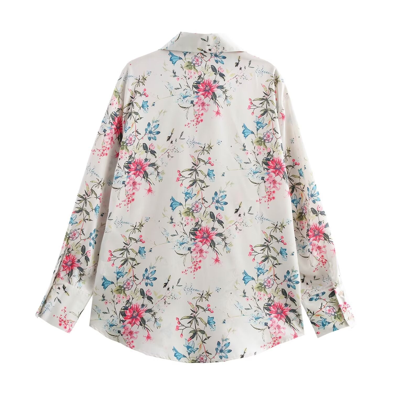 Fleur | Floral Button Down Shirt Cream Long Sleeve