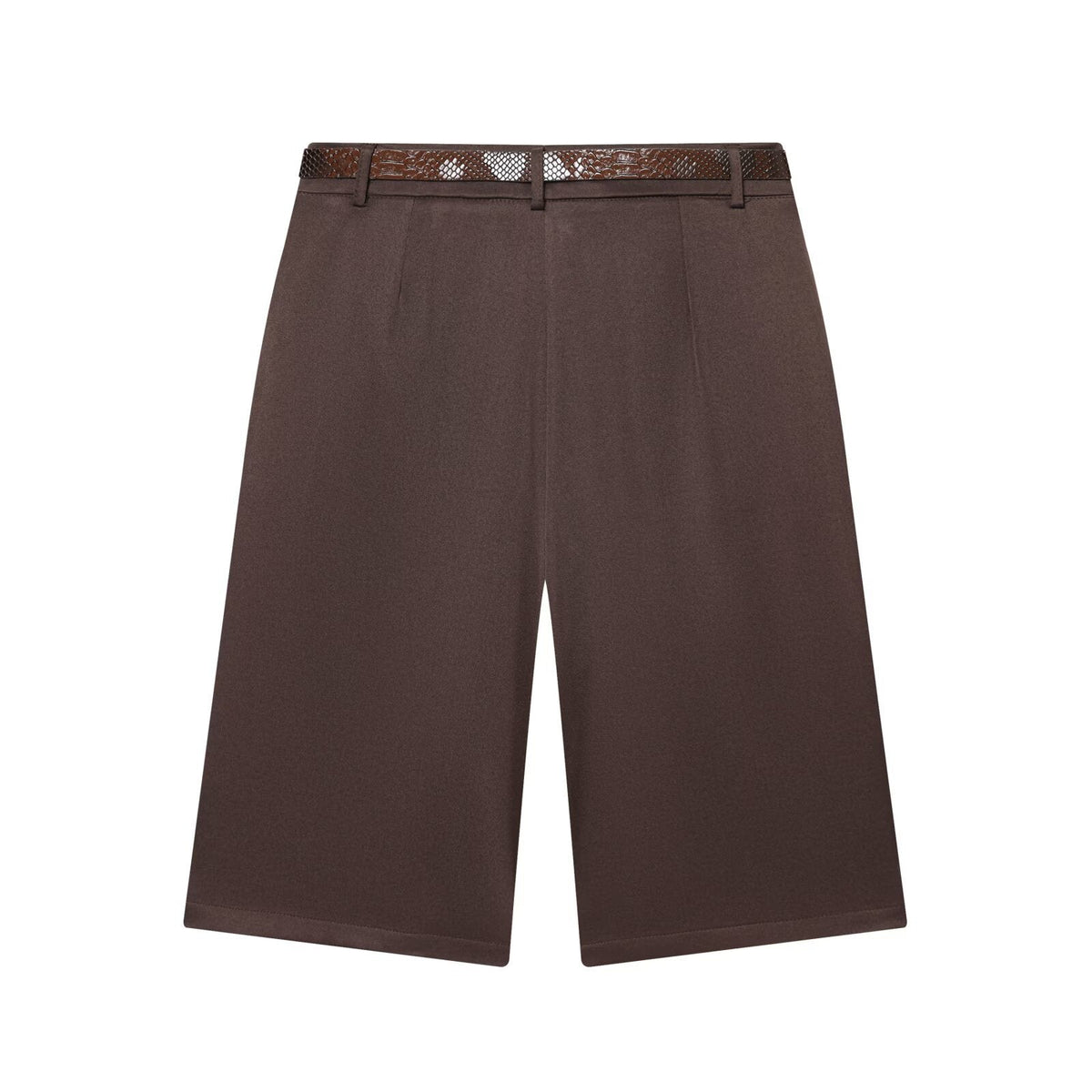 Elora | Tailored Bermuda Shorts Brown Pleated Belt