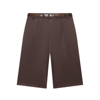 Elora | Tailored Bermuda Shorts Brown Pleated Belt