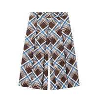 Vera | Pleated Shorts Brown White Geometric Pattern