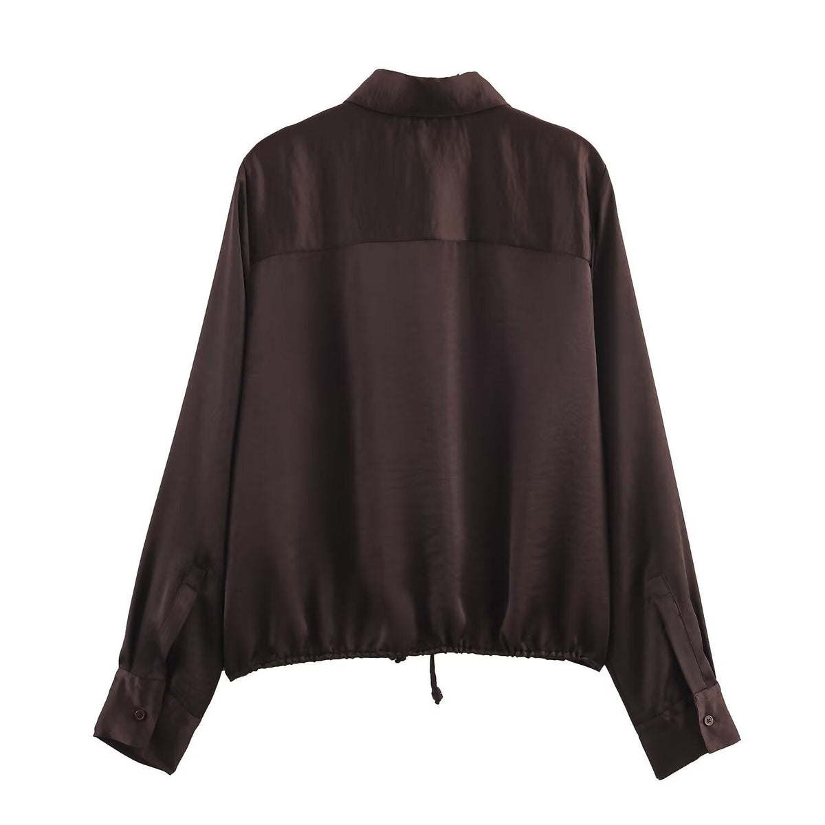 Iris | Oversized Shirt Jacket Brown Drawstring Collar