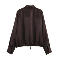 Iris | Oversized Shirt Jacket Brown Drawstring Collar