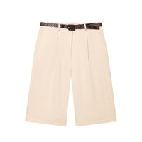 Elora | Tailored Bermuda Shorts Brown Pleated Belt