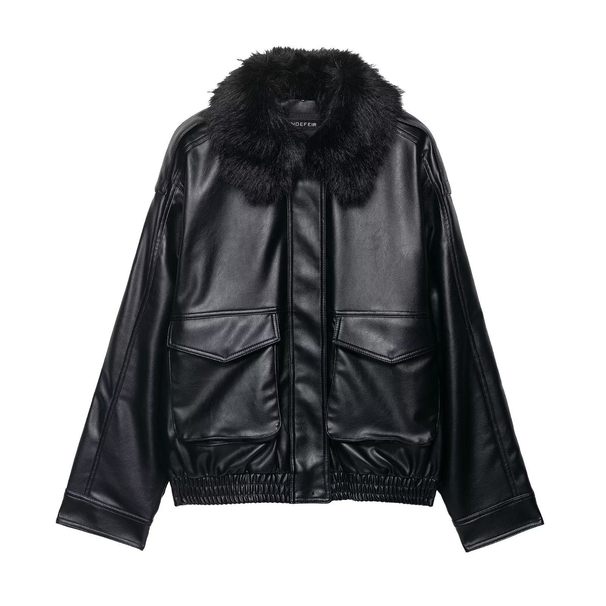 Vera | Faux Fur Collar Leather Jacket Black