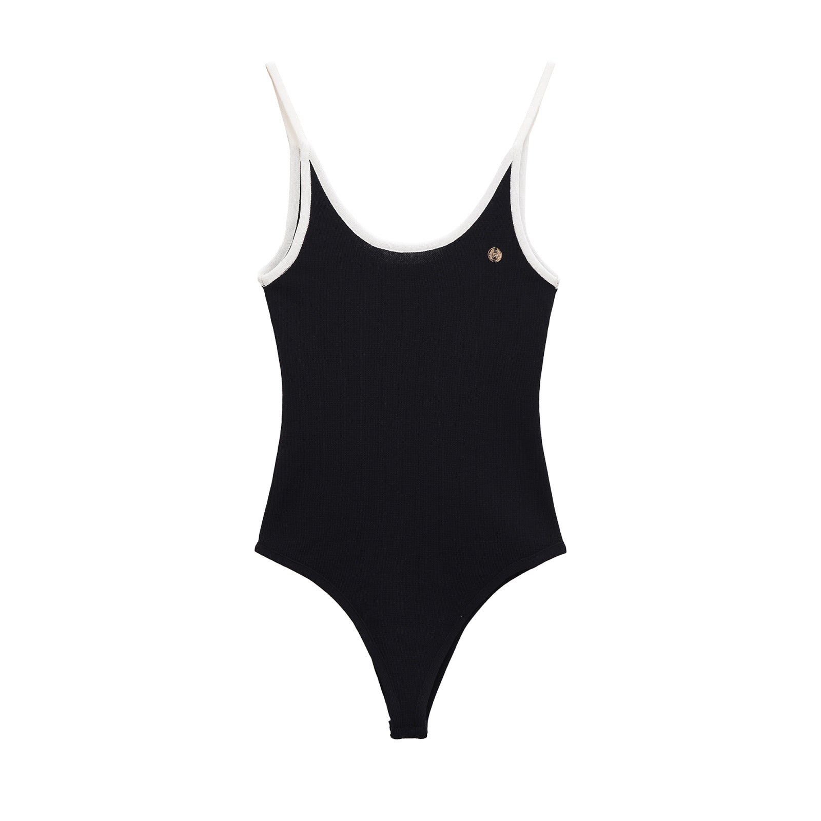 Vera | Bodysuit Black White Trim Cami Thong