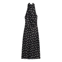 Neve | Polka Dot Halter Dress Black Maxi