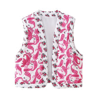 Rue | Paisley Floral Print Sleeveless Cardigan Cream Pink