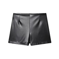 Suki | Faux Leather Shorts Black High Waisted Tailored