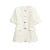 Vera | Smart Casual Button Up Blazer Cream Short Sleeve