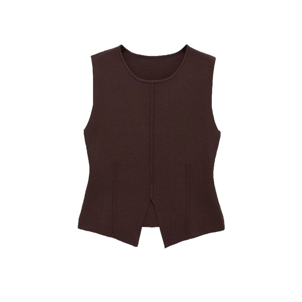 Vera | Sleeveless Crew Neck Cardigan Vest Black