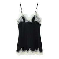 Alma | Lace Camisole Black Cream Trim Satin